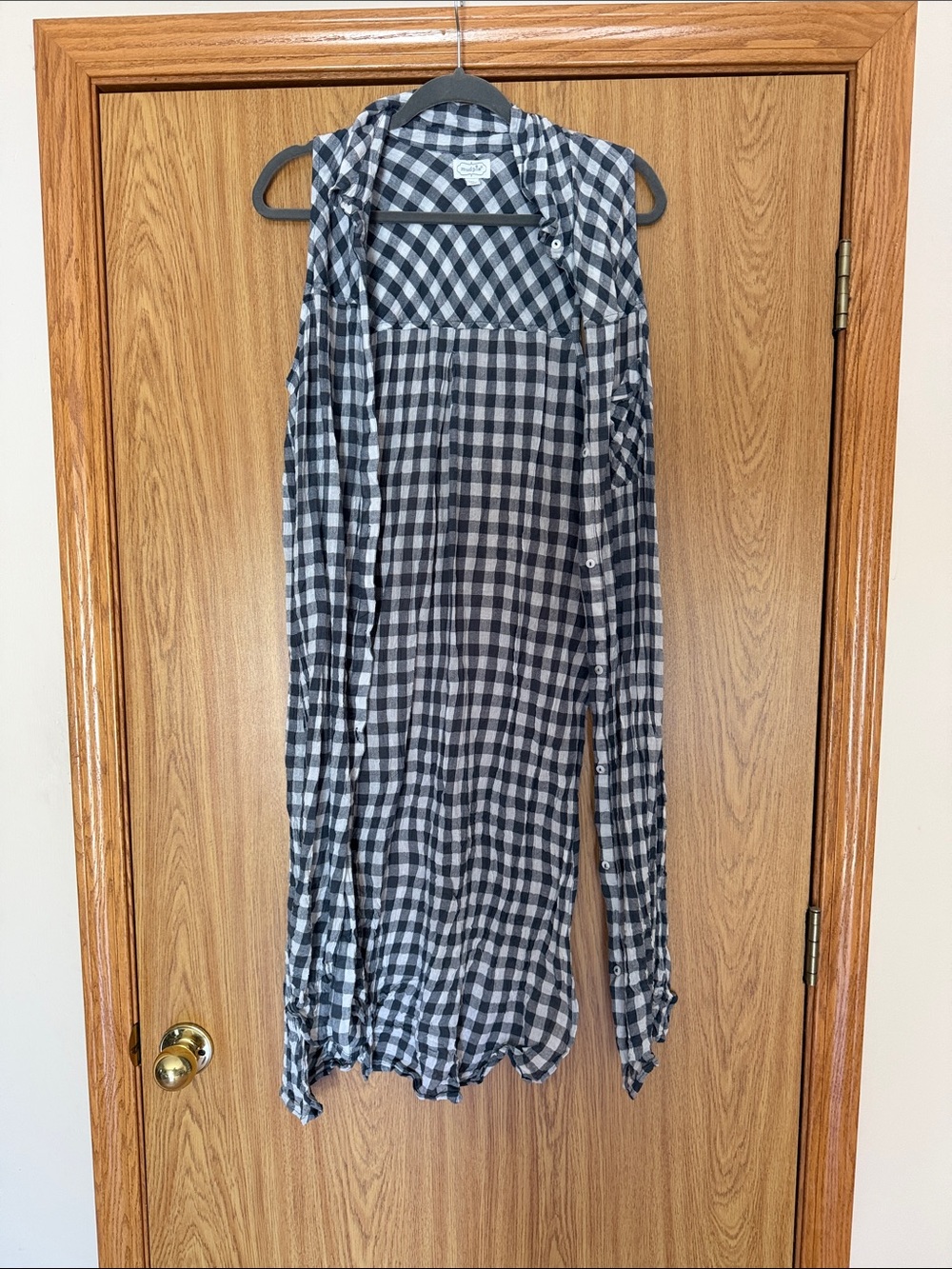 Mud Pie Gray and White Gingham Sleeveless Tunic